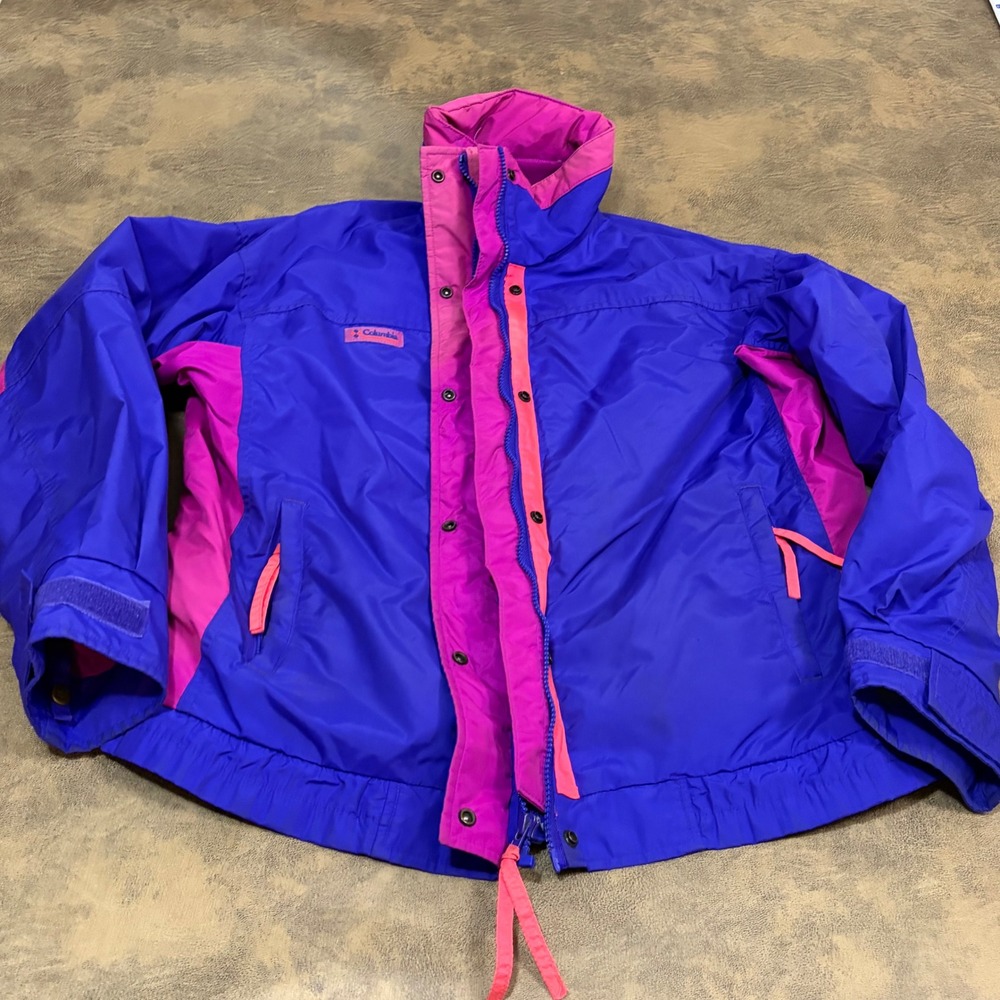 Columbia Bugaboo Jacket Womens L Purple Pink Vintage Colorblock Windbreaker